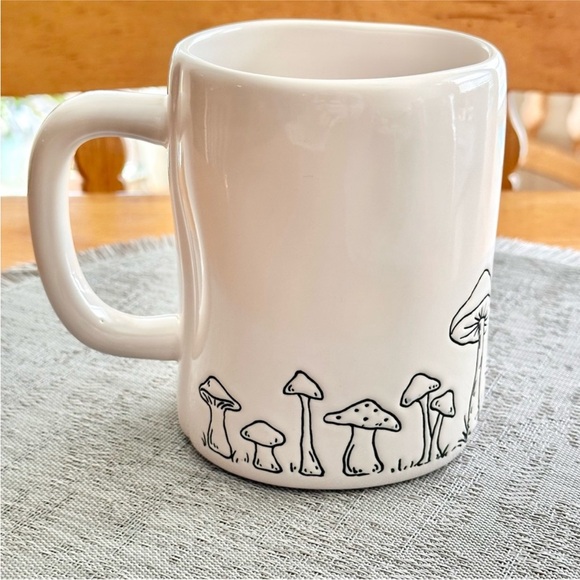 Rae Dunn RELAX Cute Mushroom Designs All Around Ceramic Mug BRAND NEW!! - Picture 3 of 4